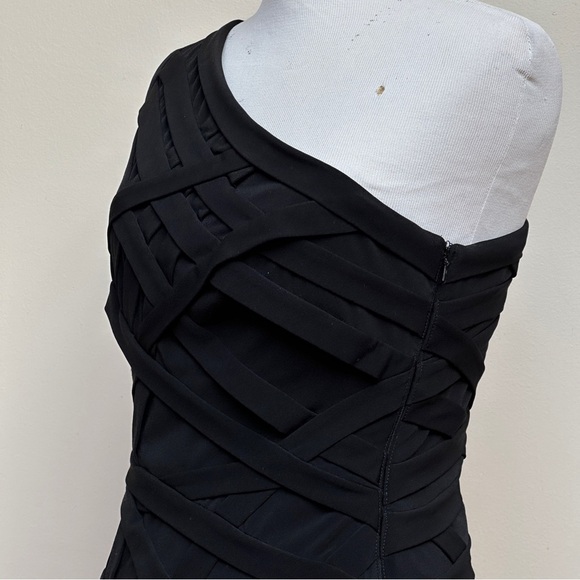 Tadashi Shoji One Shoulder Bodycon Mini Dress Size Small - Black - Picture 4 of 9